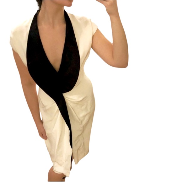 NWOT Givenchy Paris FW 2012 White Silk Cocktail Dress w/ Black Frill Trim 6 / 38 - Picture 9 of 16